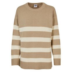Damski Sweter Z Dzianiny Z Dekoltem W Paski. Białe swetry Urban Classics, xs, bez wzorów, z dzianiny, bez ramiączek. Za 177.99 zł.
