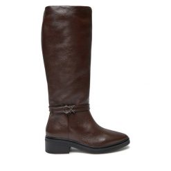 Kozaki Calvin Klein. Brązowe kozaki Calvin Klein, bez wzorów, bez obcasa, na płaskiej podeszwie, bez zapięcia. Za 1,199.00 zł.