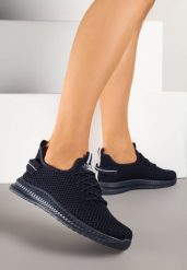 Granatowe Elastyczne Buty Sportowe Sneakersy Nuriane. Niebieskie buty sportowe lifestyle Renee, bez wzorów, z jeansu, bez zapięcia. W wyprzedaży za 39.99 zł.