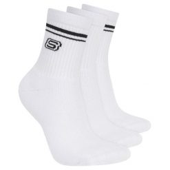 Skarpetki sportowe dla dorosłych 3pk Wpk Wmn Ls Low Crew. Białe skarpetki Skechers, bez wzorów, z bawełny. Za 79.99 zł.