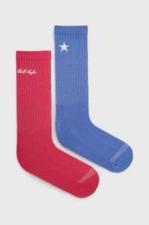 Converse skarpetki 2-pack damskie kolor różowy. Czerwone skarpetki Converse, bez wzorów. Za 49.99 zł.