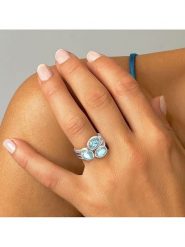 Les Petites Précieuses Srebrny pierścionek z topazem rozmiar: 58. Szare pierścionki Les Petites Précieuses, z topazem, srebrne. Za 214.19 zł.