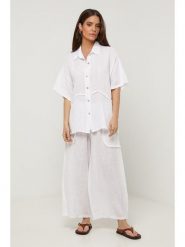 Lin Passion Lniana koszula w kolorze białym rozmiar: 36/38. Białe koszule Lin Passion, bez wzorów, ze lnu, klasyczne, bez kołnierzyka, bez ramiączek. Za 143.99 zł.