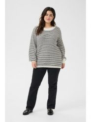 KAFFE curve Sweter w kolorze biało-czarnym rozmiar: M. Białe swetry KAFFE curve, m, bez wzorów, bez ramiączek. Za 104.64 zł.