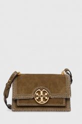Tory Burch torebka zamszowa kolor brązowy. Brązowe listonoszki Tory Burch, bez wzorów, z zamszu, zamszowe, bez dodatków. Za 3,599.90 zł.