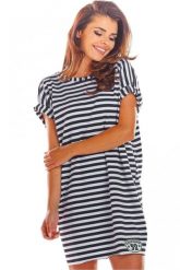 Luźna bawełniana mini sukienka oversize czarna w paski. Czarne sukienki Infinite You, na co dzień, m, bez wzorów, z bawełny, sportowe, bez kołnierzyka, bez ramiączek, mini, oversize. Za 199.00 zł.