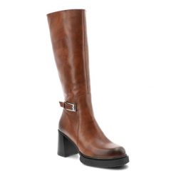 Brązowe Kozaki Armodo Stylowe Skórzane Buty Damskie. Brązowe kozaki Armodo, bez wzorów, z jeansu, eleganckie, przed kolano, bez obcasa, na obcasie, bez zapięcia. Za 450.99 zł.