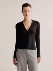 Josephine & Co Kardigan "Lieve" w kolorze ciemnobrązowym rozmiar: L. Brązowe swetry Josephine & Co, l, bez wzorów, prążkowane, bez ramiączek. Za 173.99 zł.