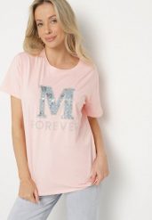 Różowy T-shirt z Bawełny Ozdobiony Napisem i Cyrkoniami Olireth. Czerwone t-shirty Born2be, l, bez wzorów, z bawełny, eleganckie, bez kołnierzyka, bez ramiączek. Za 59.99 zł.