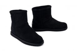 EMU AUSTRALIA W13216 Banks black, botki damskie. Czarne botki Emu Australia, bez wzorów, z wełny, bez obcasa, bez zapięcia. Za 624.02 zł.