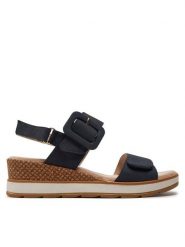 Caprice Sandały 9-28753-42 Granatowy. Niebieskie sandały Caprice, bez wzorów, z nubiku, bez obcasa, na koturnie, bez zapięcia. Za 217.99 zł.