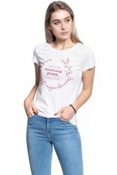 T-SHIRT DAMSKI MUSTANG ALINA C PRINT CLOUD DANCER 1010748 2020. T-shirty Mustang, s, bez wzorów, bez kołnierzyka, bez ramiączek. Za 69.99 zł.