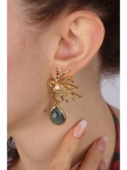 Pierres delicates Pozłacane kolczyki-wkrętki z labradorytami rozmiar: onesize. Szare kolczyki Pierres delicates, z labradorytem, pozłacane. Za 78.84 zł.