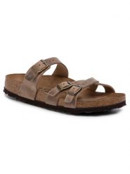 Birkenstock Klapki Franca 1015931 Brązowy. Brązowe klapki Birkenstock, bez wzorów, z nubiku, bez obcasa, bez zapięcia. Za 499.99 zł.
