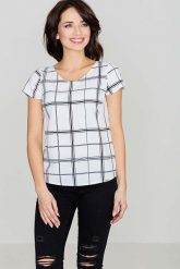 Szara Bluzka w Kratę z Krótkim Rękawem. Szare bluzki Katrus, s, bez wzorów, bez kołnierzyka, bez ramiączek. Za 159.00 zł.