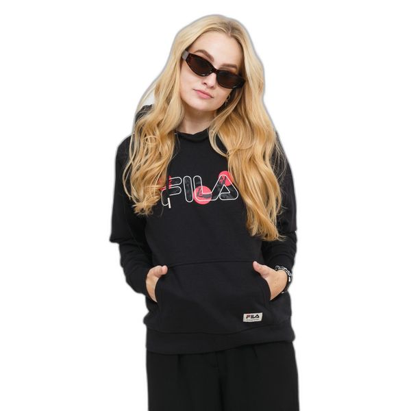 Damska bluza z kapturem Fila Bellagio. Czarne bluzy Fila, bez wzorów, z bawełny, bez ramiączek, z kapturem. Za 139.99 zł.