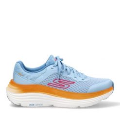 Buty sportowe damskie Skechers Max Cushioning. Niebieskie buty treningowe Skechers, bez wzorów, bez zapięcia. Za 339.00 zł.