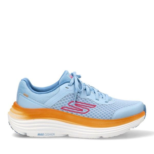 Buty sportowe damskie Skechers Max Cushioning. Niebieskie buty treningowe Skechers, bez wzorów, bez zapięcia. Za 339.00 zł.