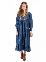 Isla Bonita by SIGRIS Sukienka w kolorze granatowym rozmiar: XL. Niebieskie sukienki Isla Bonita by SIGRIS, na co dzień, xl, bez wzorów, z bawełny, bez kołnierzyka, bez ramiączek, maxi, proste. Za 238.29 zł.