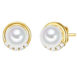 Lulu & Jane Kolczyki Stop metali Żółte złoto 1 ct Damski. Żółte kolczyki Lulu & Jane, z cyrkonią, pozłacane. Za 159.99 zł.