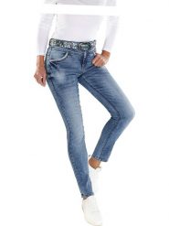 Heine Dżinsy - Slim fit - w kolorze niebieskim rozmiar: 36. Niebieskie jeansy Heine, bez wzorów, z podwyższonym stanem. Za 61.75 zł.