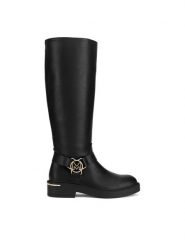 MEXX Oficerki MI001804743W Czarny. Czarne kozaki Mexx, bez wzorów, ze skóry, bez obcasa, na płaskiej podeszwie, bez zapięcia. Za 335.99 zł.