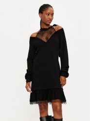 TWINSET Sukienka dzianinowa 242TP3020 Czarny Relaxed Fit. Czarne sukienki Twinset, m, bez wzorów, z dzianiny, bez kołnierzyka, bez ramiączek. Za 589.99 zł.