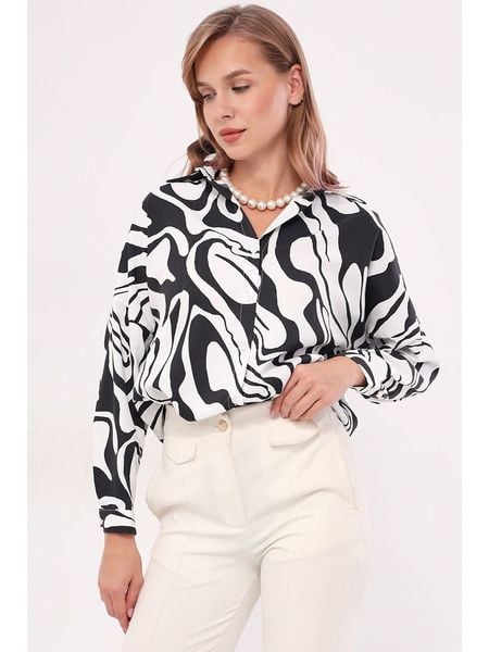 Happiness Istanbul Koszula w kolorze biało-czarnym rozmiar: XL. Białe koszule Happiness Istanbul, xl, bez wzorów, bez kołnierzyka, bez ramiączek. Za 83.62 zł.