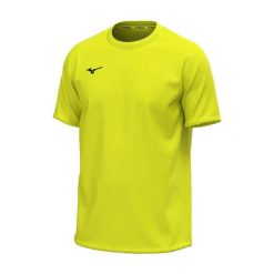 T-shirt Mizuno Team Training. Żółte t-shirty Mizuno, bez wzorów, sportowe, bez kołnierzyka, bez ramiączek. Za 118.50 zł.