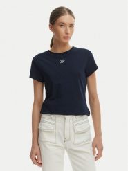 Tommy Hilfiger T-Shirt WW0WW48710 Granatowy Slim Fit. Niebieskie t-shirty Tommy Hilfiger, s, bez wzorów, z bawełny, bez kołnierzyka, bez ramiączek. Za 169.99 zł.