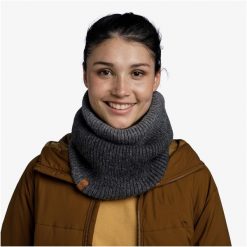 Komin na szyję - Bandana BUFF Knitted & Fleece Neckwarmer Marin. Szare szaliki i kominy Buff, bez wzorów. Za 197.00 zł.