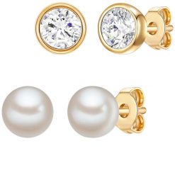 Rafaela Donata Komplet z kryształami Swarovski® srebro wysokiej próby zdobiony kryształkami Swarovski® Perła hodowlana słodkowodna srebrny Kolczyki 1. Szare kolczyki Rafaela Donata, z perłą, pozłacane. Za 199.99 zł.