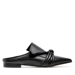 Klapki Eva Longoria. Czarne klapki Eva Longoria, bez wzorów, bez obcasa, bez zapięcia. Za 449.99 zł.