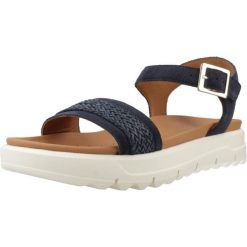 Sandały GEOX D XAND 2.1S Niebieski. Niebieskie sandały Geox, bez wzorów, ze skóry, bez obcasa, bez zapięcia. Za 398.99 zł.