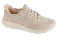 Buty sportowe Sneakersy damskie, Slip-Ins Bobs Squad Chaos. Brązowe buty treningowe Skechers, bez wzorów, z materiału, przed kostkę, bez zapięcia, trekkingowe. Za 319.99 zł.