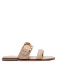 Gino Rossi Klapki ELZA-112686 Beżowy. Brązowe klapki Gino Rossi, bez wzorów, ze skóry, bez obcasa, bez zapięcia. Za 229.99 zł.