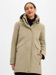Didriksons Damska kurtka przeciwdeszczowa Kobiety Sztuczne włókno beżowy jednolity, 42. Brązowe kurtki Didriksons, z aplikacjami, z włókna, bez kaptura. Za 1,199.95 zł.