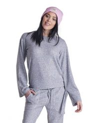 Damska bluza z okrągłym dekoltem i sznurowanymi cekinami. Szare bluzy z kapturem LEONE 1947 APPAREL, l, bez wzorów, z materiału, z kapturem, na fitness i siłownię. Za 84.16 zł.