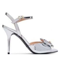 Sandały LOVE MOSCHINO. Szare sandały Love Moschino, bez wzorów, bez obcasa, na szpilce, bez zapięcia. Za 1,099.00 zł.