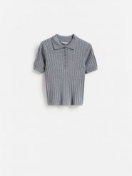 Sweter z krótkimi rękawami - szary. Szare swetry Reserved, l, bez wzorów, z bawełny, bez ramiączek. Za 99.99 zł.