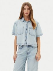 Guess Jeans Koszula W5GH0F D5M83 Niebieski Regular Fit. Niebieskie koszule Guess Jeans, m, z aplikacjami, z bawełny, bez kołnierzyka, bez ramiączek. Za 189.99 zł.