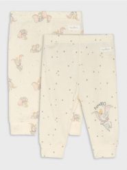 Bawełniane legginsy 2 pack Dumbo - kremowy. Białe legginsy sportowe Sinsay, l, bez wzorów, z bawełny. Za 25.99 zł.