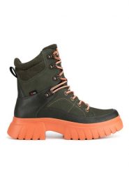 Rieker Revolution Lifestyle Botki W1871-54 Zielony. Zielone botki Rieker Revolution Lifestyle, bez wzorów, bez obcasa, na płaskiej podeszwie, bez zapięcia. Za 431.00 zł.