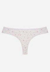 Jasnoszare Majtki Stringi z Bawełną w Kwiaty Calylia. Szare stringi Born2be, bez wzorów, z bawełny. Za 5.99 zł.