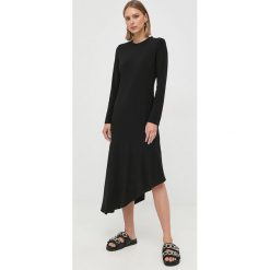 Max Mara Leisure sukienka kolor czarny midi prosta. Czarne sukienki Max Mara Leisure, na co dzień, m, bez wzorów, z dzianiny, z asymetrycznym kołnierzem, bez ramiączek, maxi, asymetryczne. W wyprzedaży za 519.99 zł.