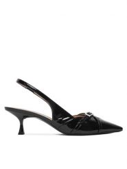 Stuart Weitzman Czółenka Georgie Slingback 50 SM977 Czarny. Czarne czółenka Stuart Weitzman, bez wzorów, ze skóry, bez obcasa, bez zapięcia. Za 1,889.00 zł.