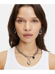 Liebeskind Naszyjnik z zawieszką - dł. 45 cm rozmiar: onesize. Szare naszyjniki Liebeskind, z materiału, ze stali. Za 226.24 zł.