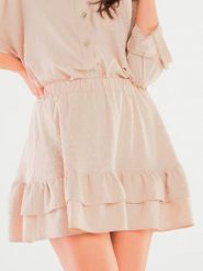 Awama Spódnica w kolorze beżowym rozmiar: S/M. Brązowe spódnice Awama, m, bez wzorów, mini, rozkloszowane. Za 219.99 zł.