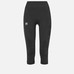 Legginsy termoaktywne damska MILLET Drynamic Soft 3/4 Tight W. Czarne legginsy Millet, bez wzorów, z dzianiny, sportowe, długie. Za 199.00 zł.
