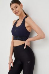 Adidas Performance biustonosz sportowy kolor granatowy wzorzysty. Niebieskie biustonosze sportowe adidas Performance, bez wzorów, z dzianiny, na fitness i siłownię. Za 269.99 zł.